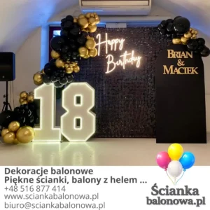 ścianka balonowa na osiemnaste urodziny Warszawa
