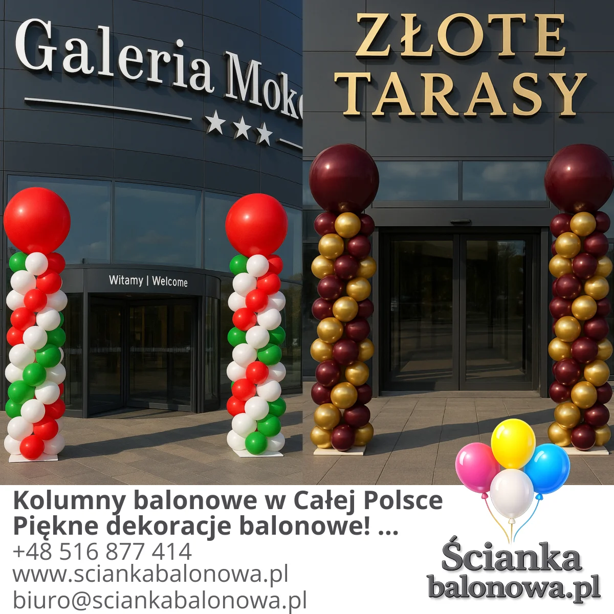 kolumny balonowe w całej Polsce