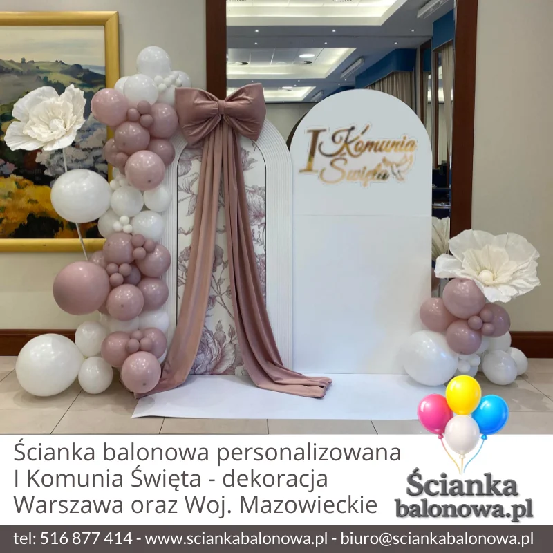 Balonowa dekoracja na Pierwszą Komunię Świętą – Warszawa Nr 1
