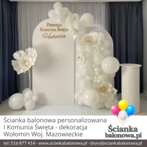 ścianka balonowa na pierwszą komunię świętą wołomin