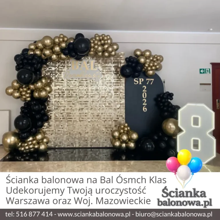 ścianka balonowa na bal ósmych klas Warszawa