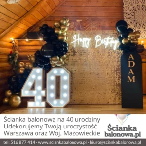 ścianka balonowa na 40 urodziny warszawa