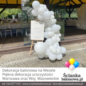 dekoracja balonowa na sztaludze - weselna