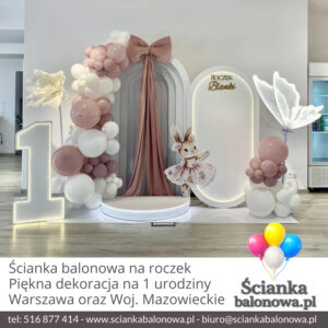 ścianka balonowa na roczek dla dziewczynki Warszawa
