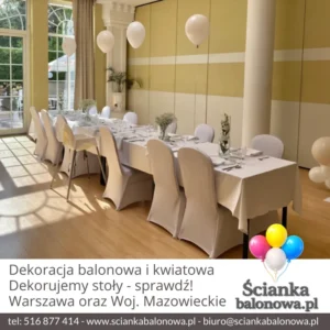 dekoracja stołów na chrzest święty w Warszawie