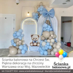 ścianka balonowa dekoracja na chrzest w Warszawie