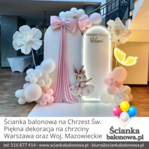 ścianka balonowa dekoracja na chrzest w Warszawie